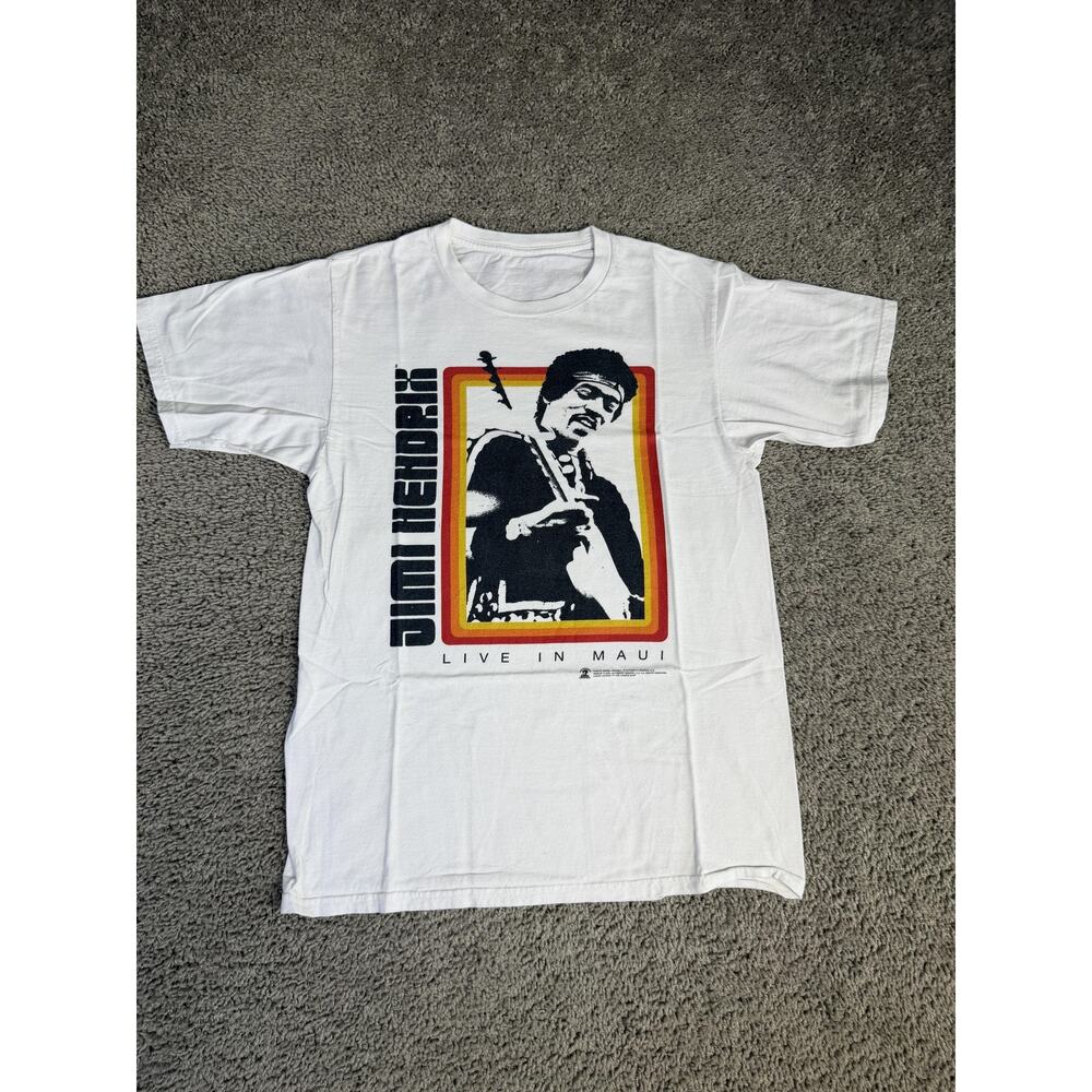 Authentic Hendrix Shirt Mens S White Jimi Hendrix Live In Maui Graphic Tagless